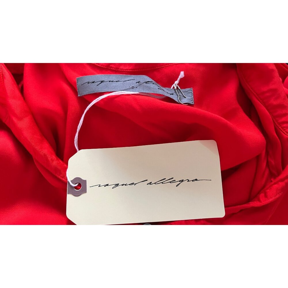 RAQUEL ALLEGRA RED GHOST RANCH MATTE RAYON SATIN DRESS - Picture 6 of 7